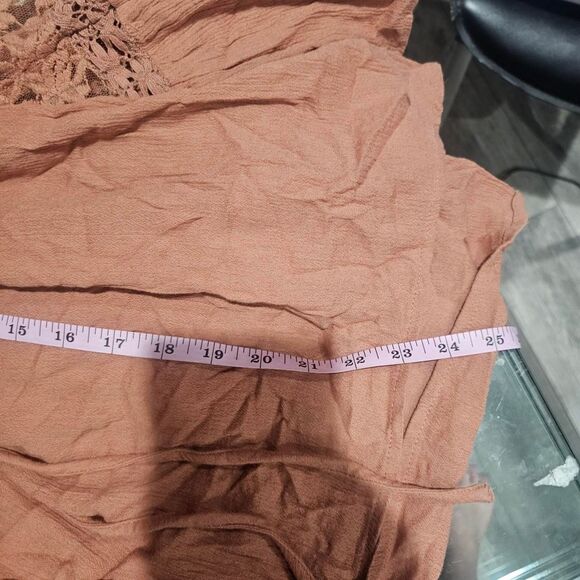 2000s tan brown lace bell sleeve blouse - Picture 5 of 7